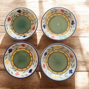 Tabletops Gallery Set of 4 Spring Morning HandPainted 7.25” Salad/Dessert Plates
